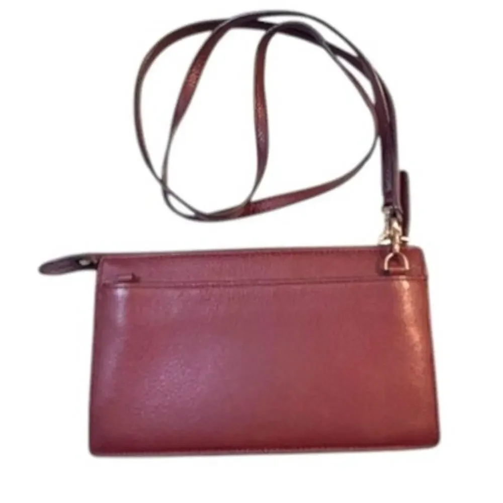 Kate Spade Alegra Larchmont Ave Burgundy Leather Crossbody Wallet Bag
